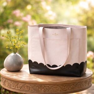 Kate Spade Black and Cream Scallop Tote